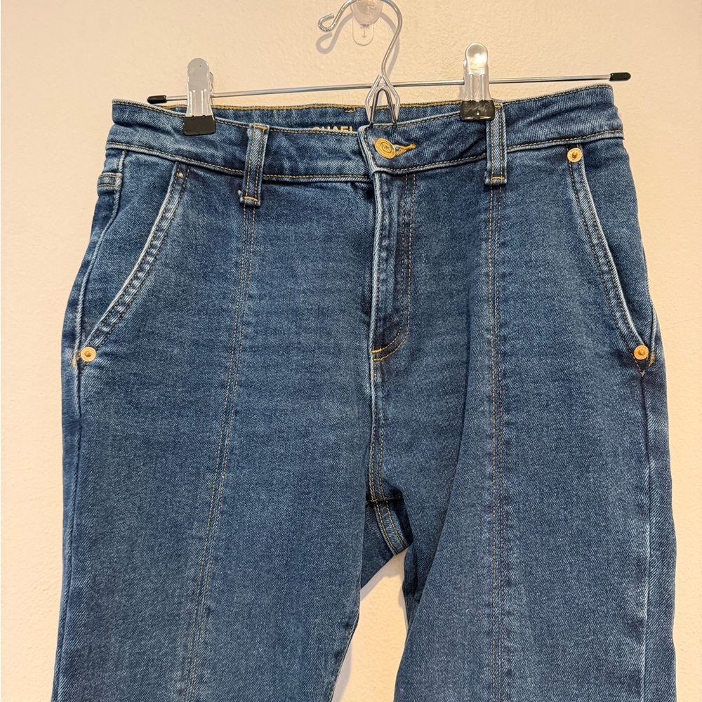 Michael Kors Front Slit Hem Straight Flare Denim Jeans Size Small - Picture 2 of 8